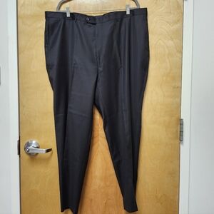 Hickey Freeman Size 44 x 29 Wool Flat Front Dress Trousers Black / Charcoal